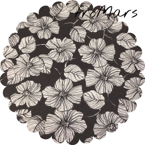 Viscosejersey - Graue Blüten - Schwarz